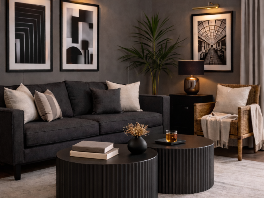 black-living-room-decor-apartment-modern-cozy