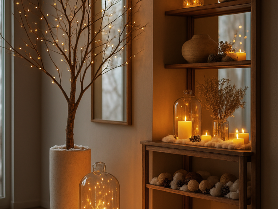 cozy-winter-decorations-warm-lights-entryway